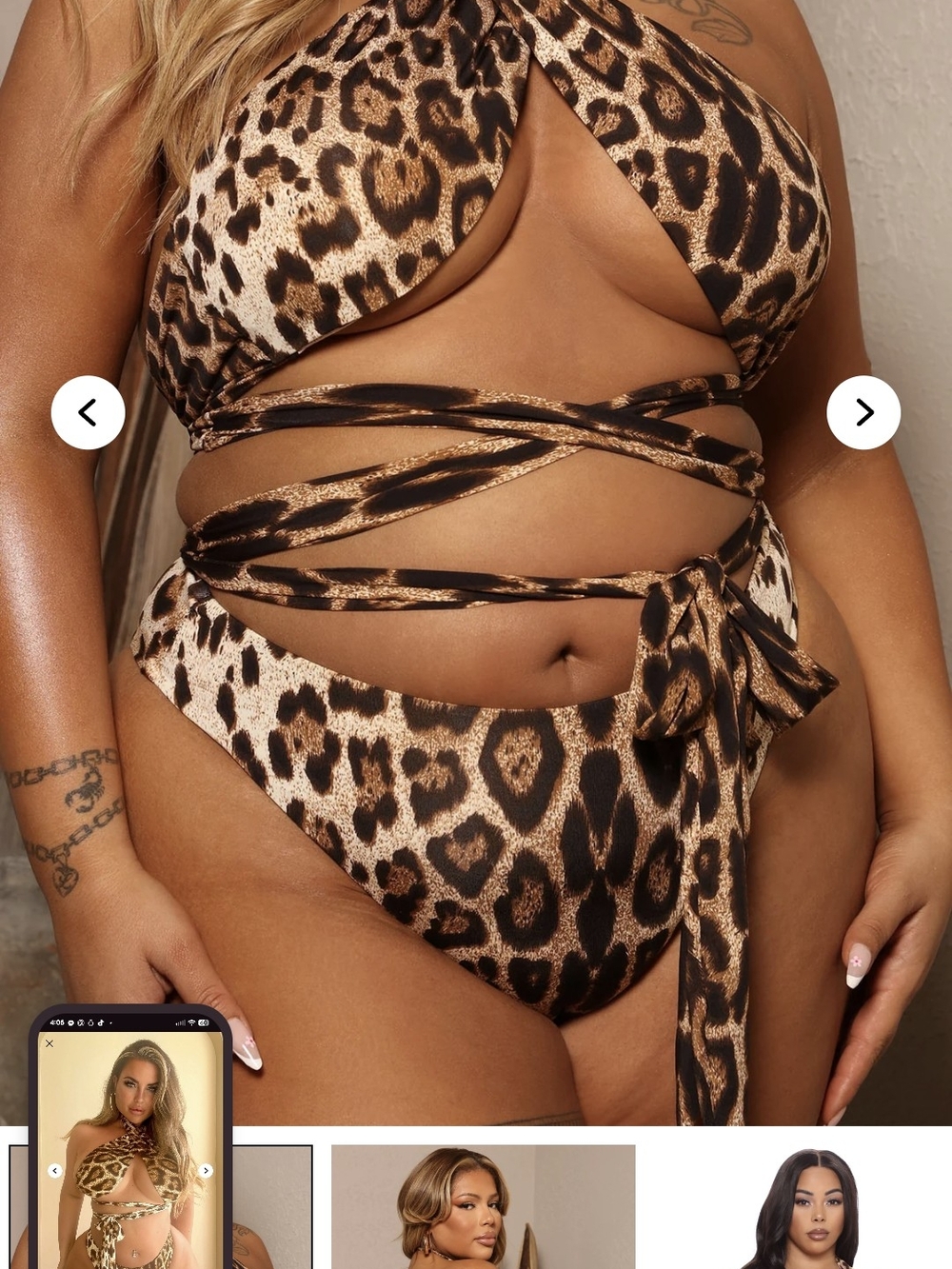 Fashion Nova Leopard Print Wrap Bikini Set - Brown & Black - Picture 2 of 4